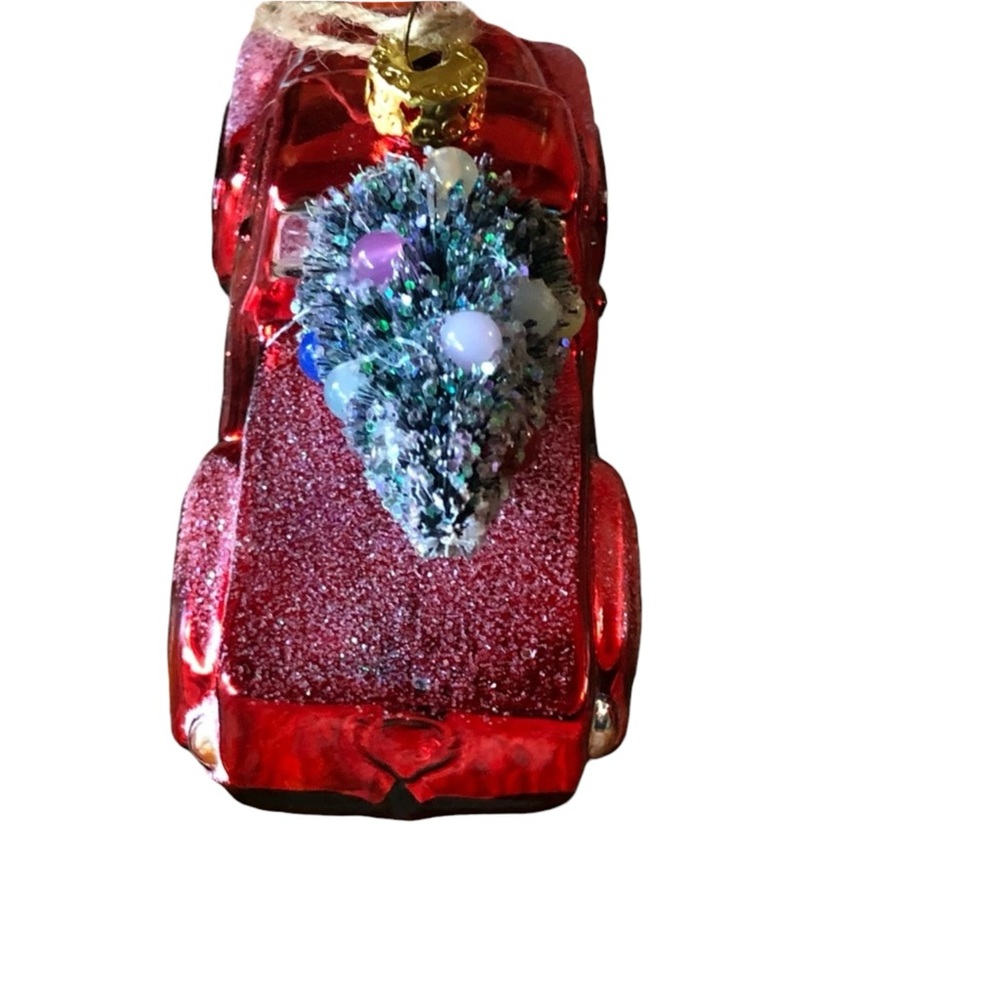 Red Old School Truck with Fresh Cut Christmas Tree Christmas Ornament - Picture 1 of 6